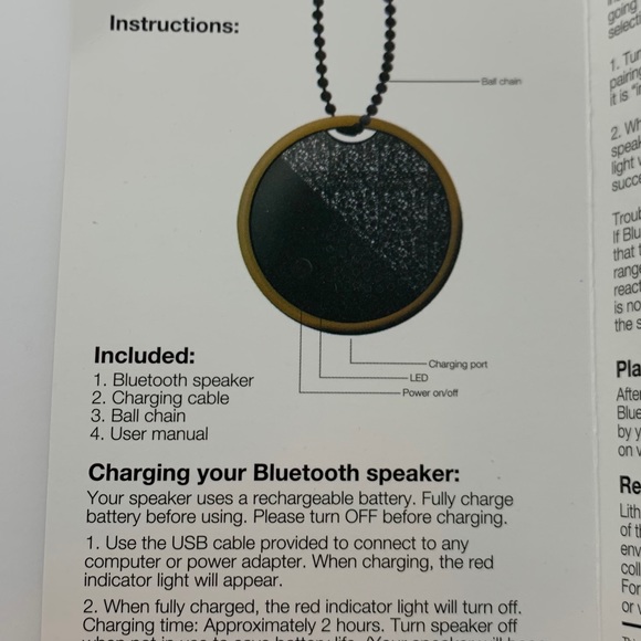 Macy’s 🎁 Keychain Bluetooth Speaker Black Glitter - Picture 4 of 7